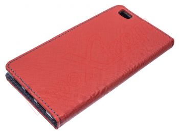 Funda azul oscura y roja tipo agenda para Huawei Ascend P8 Lite